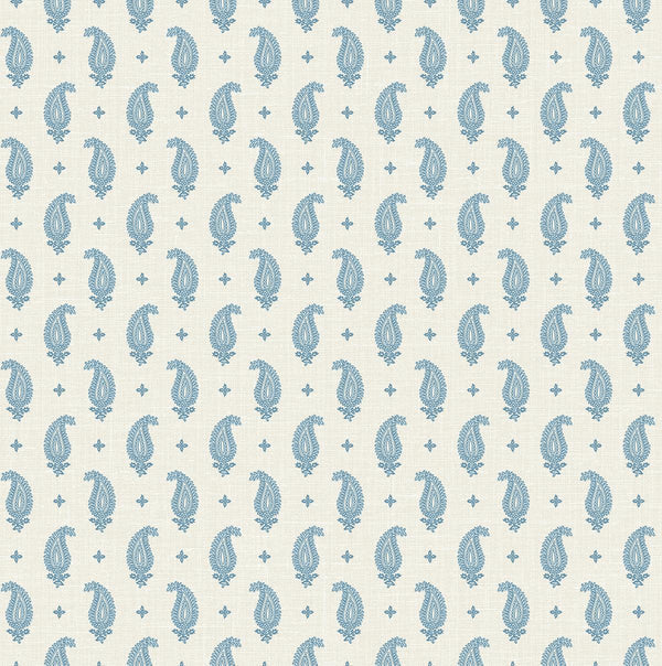 Seabrook Maia Paisley Bleu Bisque Wallpaper