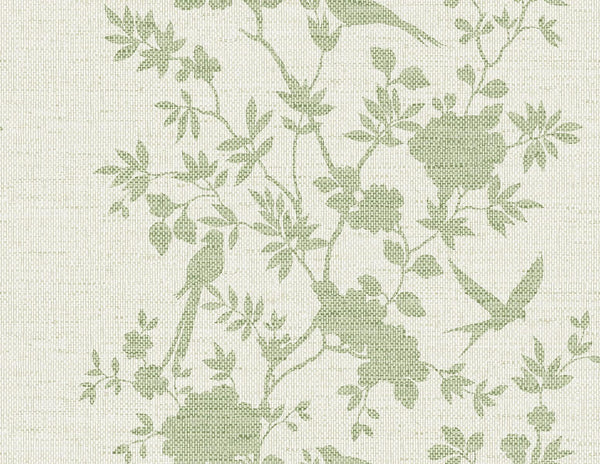 Seabrook Aloha Bird Trail Green Ivy Wallpaper
