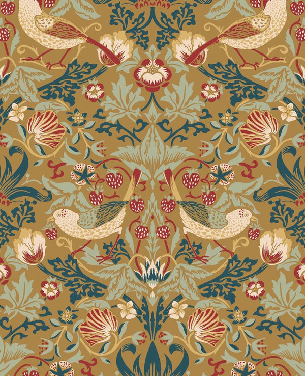 Seabrook Fragaria Garden Ochre Wallpaper