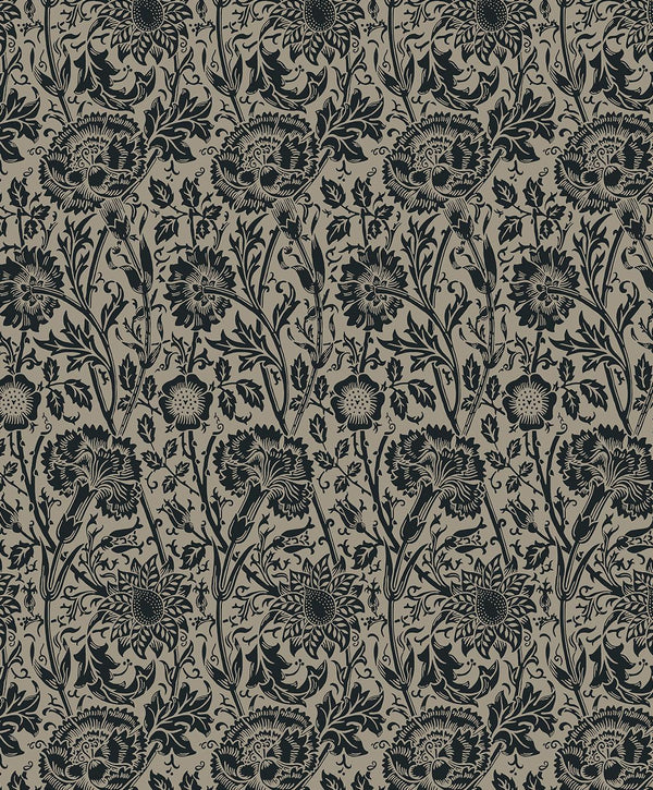 Seabrook Tonal Floral Trail Taupe & Ebony Wallpaper