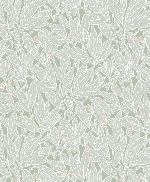 Seabrook Leaf And Berry Spearmint Wallpaper