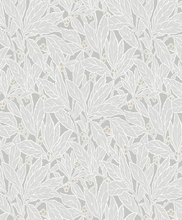 Seabrook Leaf And Berry Daydream Grey Wallpaper
