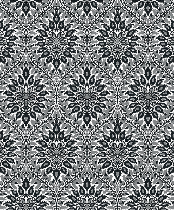 Seabrook Luna Ogee Ebony & Argos Grey Wallpaper