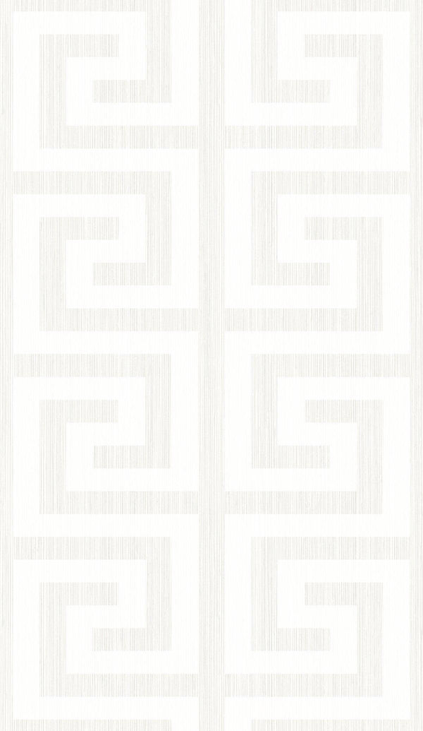 Seabrook Greek Key Metallic Pearl & Ivory Wallpaper