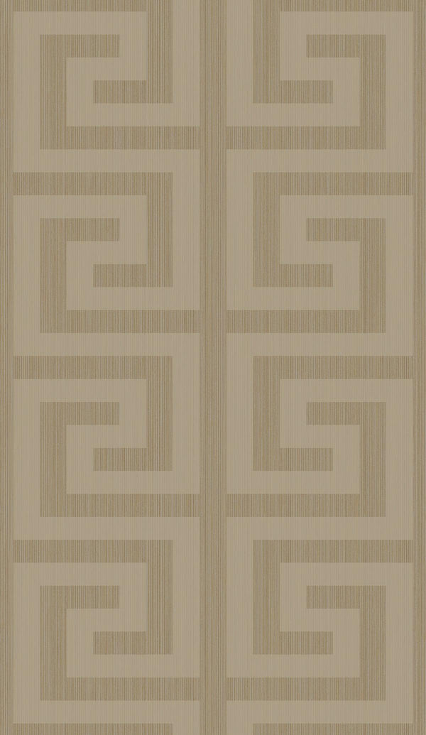 Seabrook Greek Key Khaki & Metallic Champagne Wallpaper