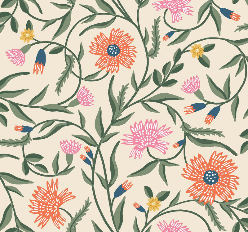 Rifle Paper Co. Aster Orange Wallpaper