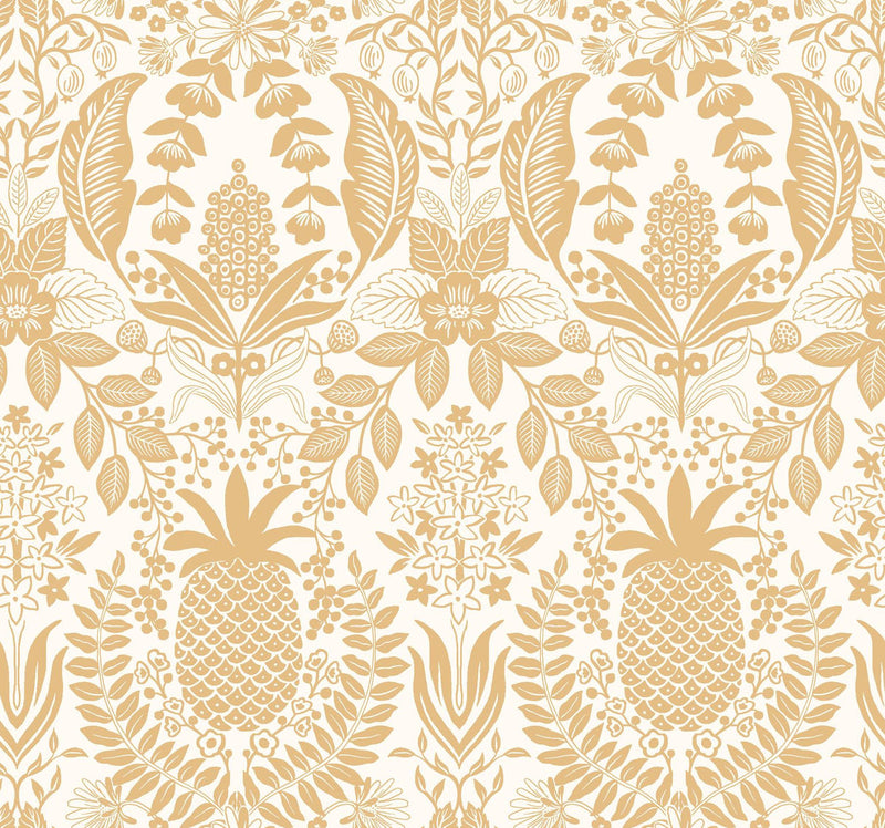 Rifle Paper Co. Pineapple Damask Metallic Wallpaper