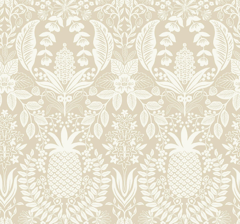 Rifle Paper Co. Pineapple Damask Beige Wallpaper