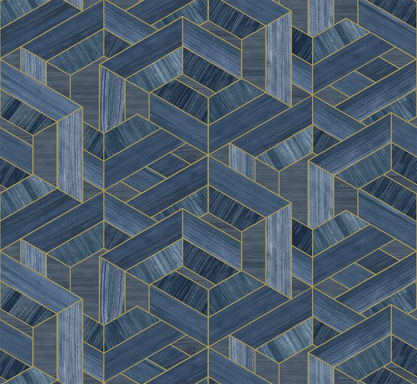 Seabrook Linnea Denim Blue Wallpaper