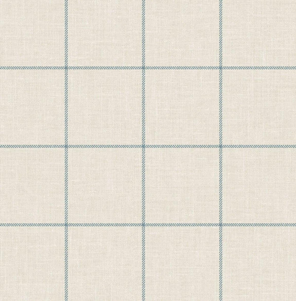 Seabrook Linen Check Alabaster And Air Force Blue Wallpaper