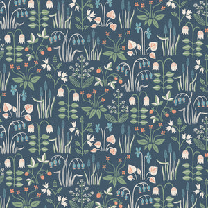 Schumacher - Strawberry Field - Navy - 7215 - Wallpaper