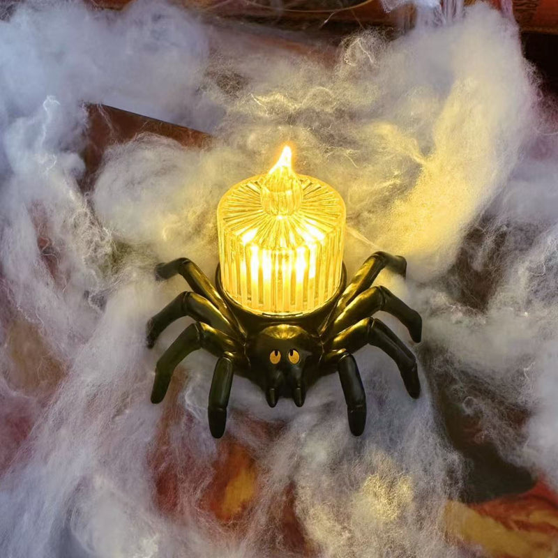 Halloween Pumpkin Spider Candle Light Props – Scary Party Decor glodeco