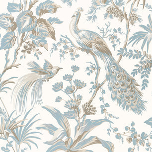 PEACOCK TOILE - Soft Blue and Beige - Thibaut - AT57828 - BRISTOL