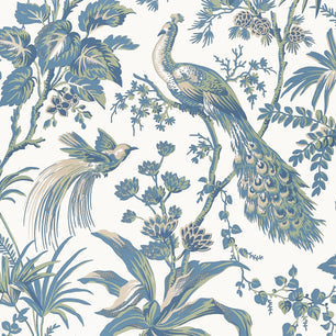 PEACOCK TOILE - Blue and Green - Thibaut - AT57830 - BRISTOL