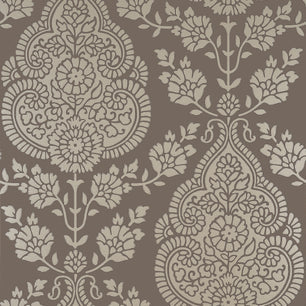 BALMUCCIA DAMASK - Pewter on Chestnut - Thibaut - AT57869 - BRISTOL