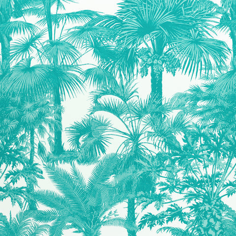 Palm Botanical Turquoise Fabric - F910101 - Thibaut Fabric