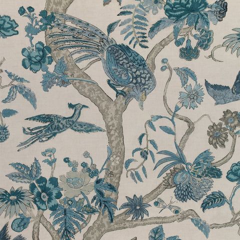 Coromandel Slate Blue Fabric - F910226 - Thibaut Fabric