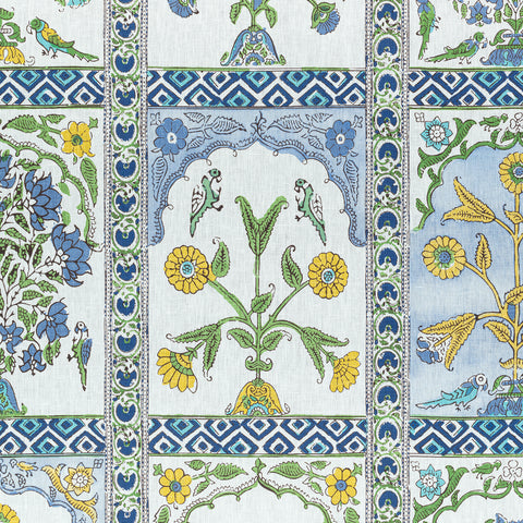Indian Panel Blue and Yellow Fabric - F910628 - Thibaut Fabric