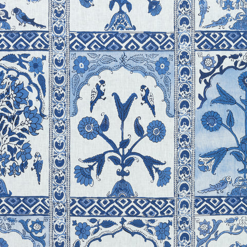 Indian Panel Blue Fabric - F910629 - Thibaut Fabric