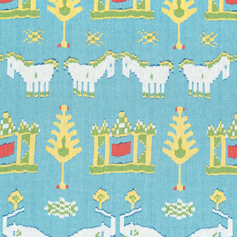 Kingdom Parade Turquoise Fabric - F910644 - Thibaut Fabric