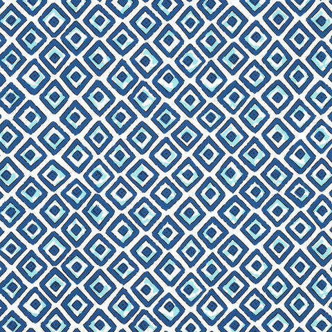 Indian Diamond Blue and Turquoise Fabric - F910658 - Thibaut Fabric