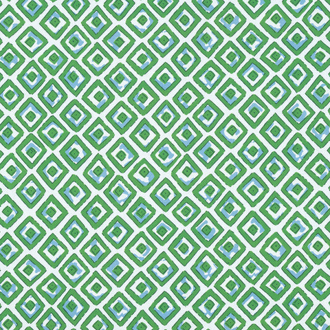 Indian Diamond Green Fabric - F910659 - Thibaut Fabric