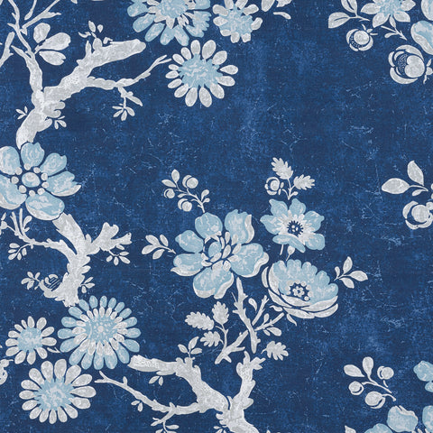 Claudette Navy Fabric - F910813 - Thibaut Fabric