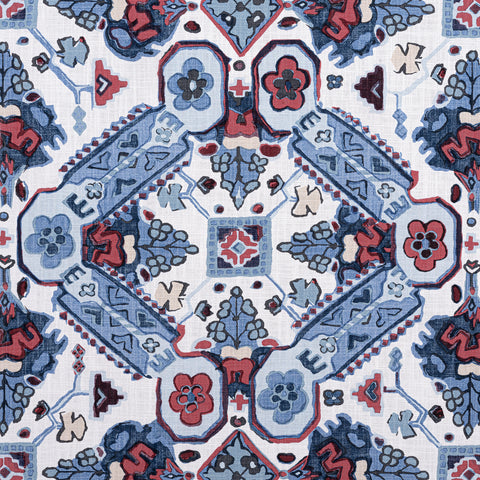 Persian Carpet Blue and White Fabric - F910824 - Thibaut Fabric