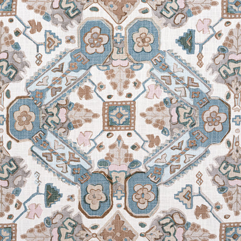 Persian Carpet Spa Blue Fabric - F910825 - Thibaut Fabric