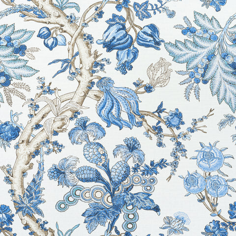Chatelain Blue and White Fabric - F910846 - Thibaut Fabric