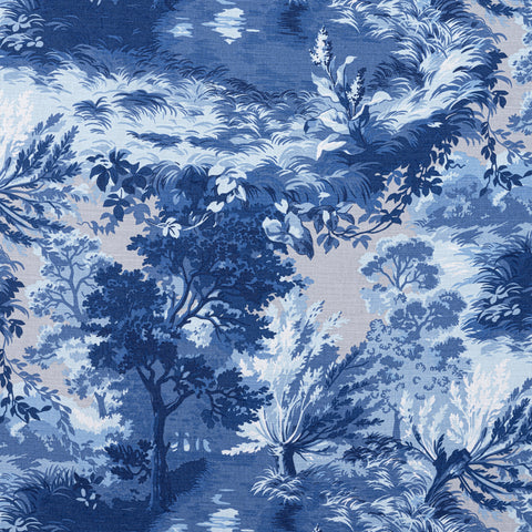 Lincoln Toile Blue and Flax Fabric - F910864 - Thibaut Fabric