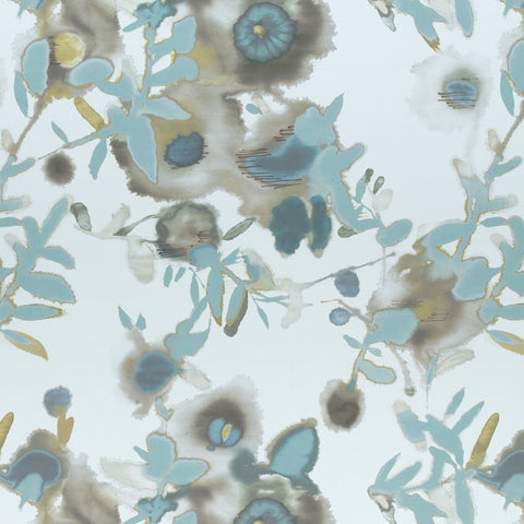 Open Spaces Beige and Teal Fabric - F913085 - Thibaut Fabric