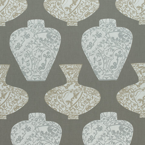 Imari Vase Grey Fabric - F913127 - Thibaut Fabric
