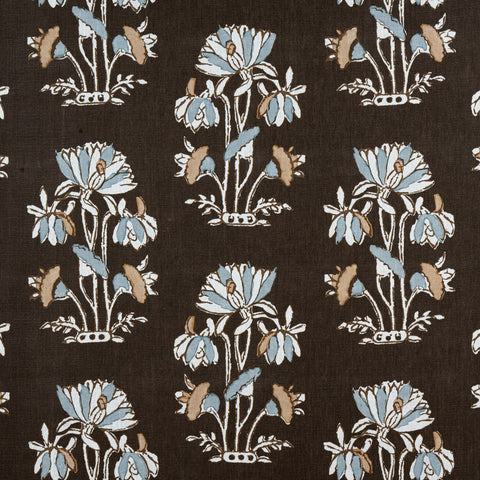 Lily Flower Black Fabric - F913200 - Thibaut Fabric