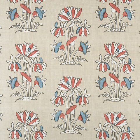 Lily Flower Beige and Sunbaked Fabric - F913206 - Thibaut Fabric