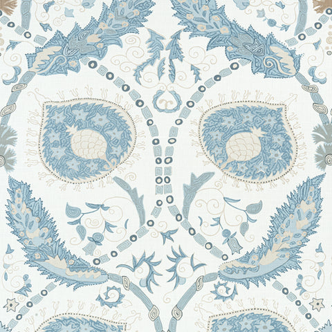Lewis Spa Blue Fabric - F913215 - Thibaut Fabric