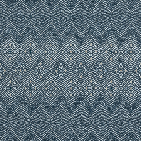 High Plains Navy and White Fabric - F913231 - Thibaut Fabric