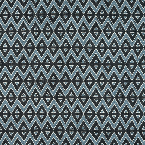 Tiburon Black and Mineral Blue Fabric - F913233 - Thibaut Fabric
