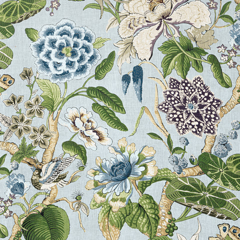 Hill Garden Spa Blue Fabric - F913654 - Thibaut Fabric