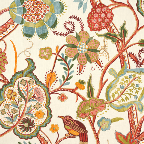 Windsor Cream and Red Fabric - F914305 - Thibaut Fabric