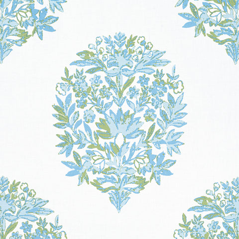 Ridgefield Green and Spa Blue Fabric - F914323 - Thibaut Fabric
