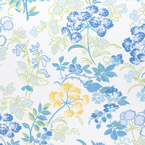 Spring Garden Blue and White Fabric - F914336 - Thibaut Fabric