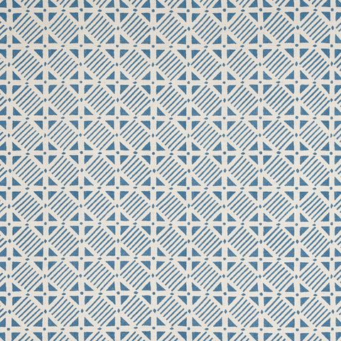 Plaza Blue on Natural Fabric - F916224 - Thibaut Fabric