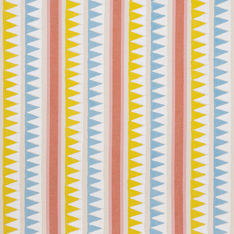 Lomita Stripe Coral and Yellow Fabric - F916234 - Thibaut Fabric
