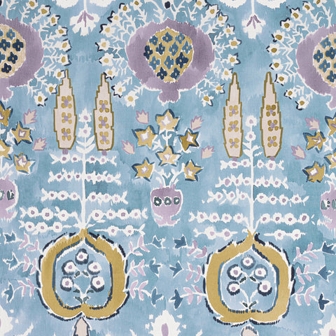 Mendoza Suzani French Blue and Lavender Fabric - F916244 - Thibaut Fabric