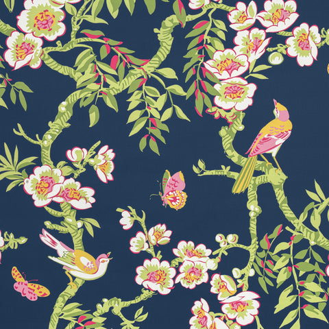 Yukio Navy and Pink Fabric - F920846 - Thibaut Fabric