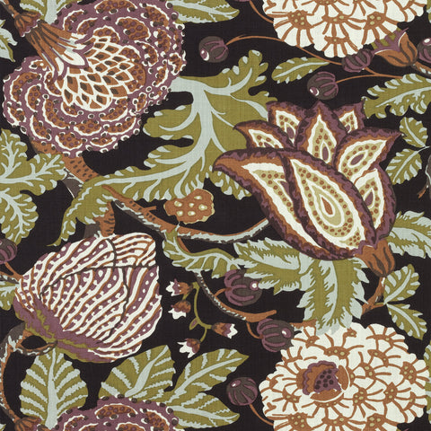 Mitford Black and Plum Fabric - F92942 - Thibaut Fabric