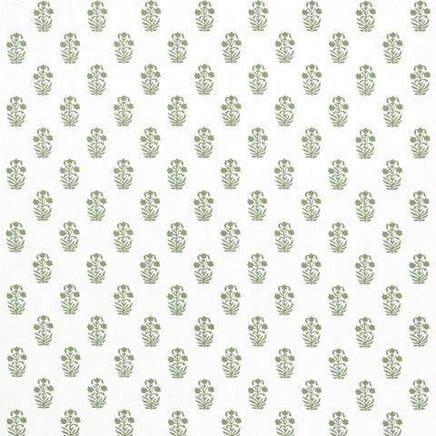 Corwin Green on White Fabric - F936402 - Thibaut Fabric