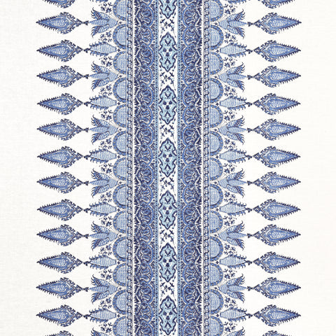 Akola Stripe Blue and White Fabric - F936407 - Thibaut Fabric
