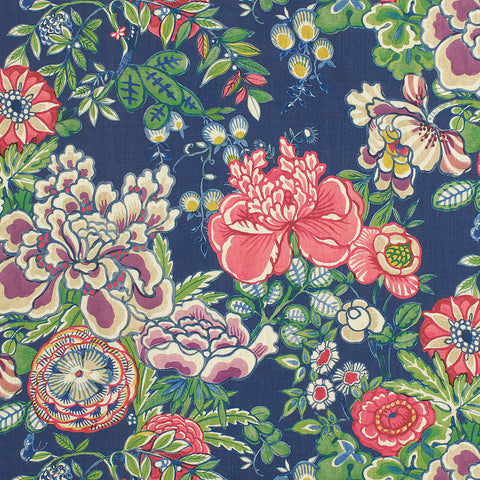 Peony Garden Navy Fabric - F942015 - Thibaut Fabric